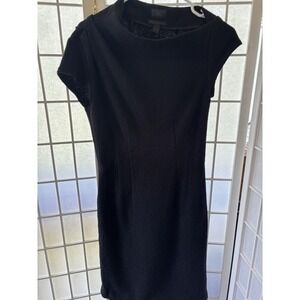 Banana Republic Black 100% Merino‎ Wool Dress Size 0 Asymmetrical Collar